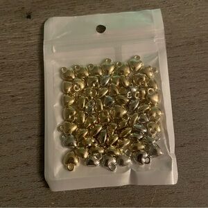 Set of 60 Mini Acrylic Metallic Gold and Silver Heart Charms